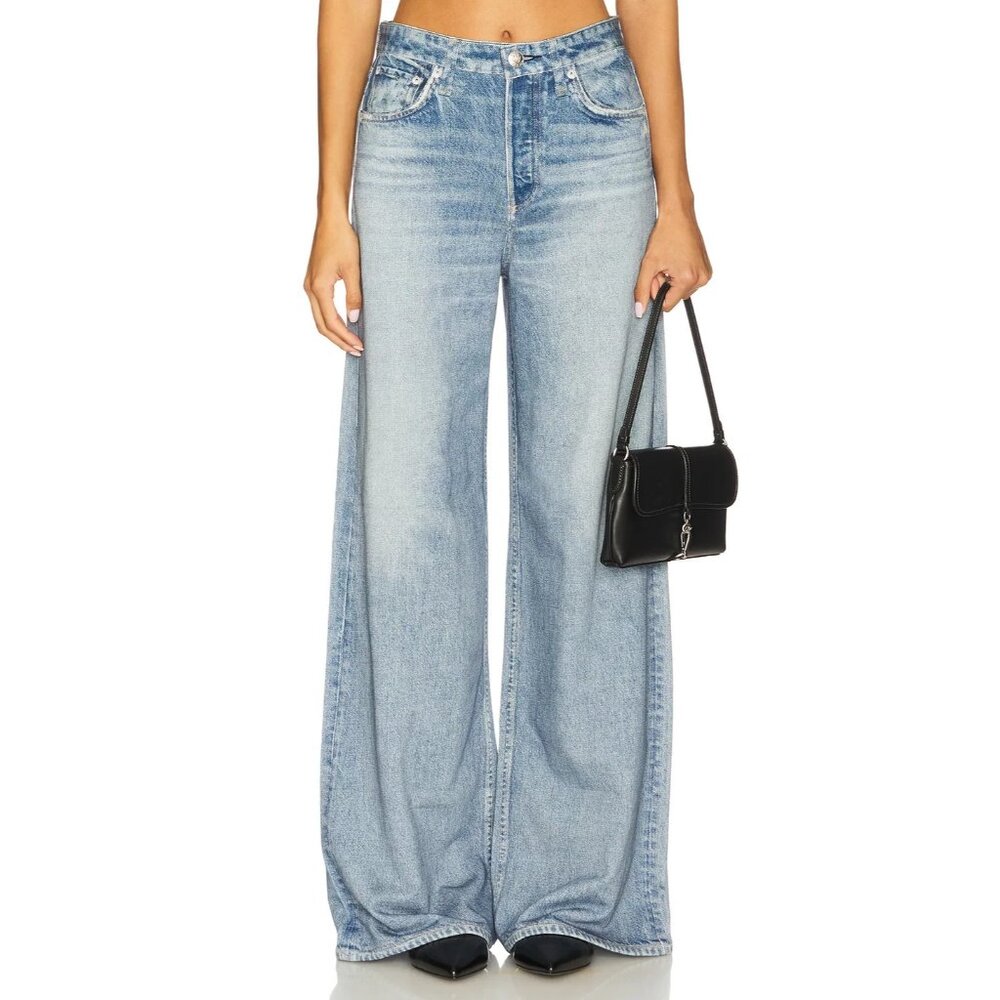 NWT rag & bone Miramar Sofie in Raily Wide Leg Photo Print Faux Jean Pants 26